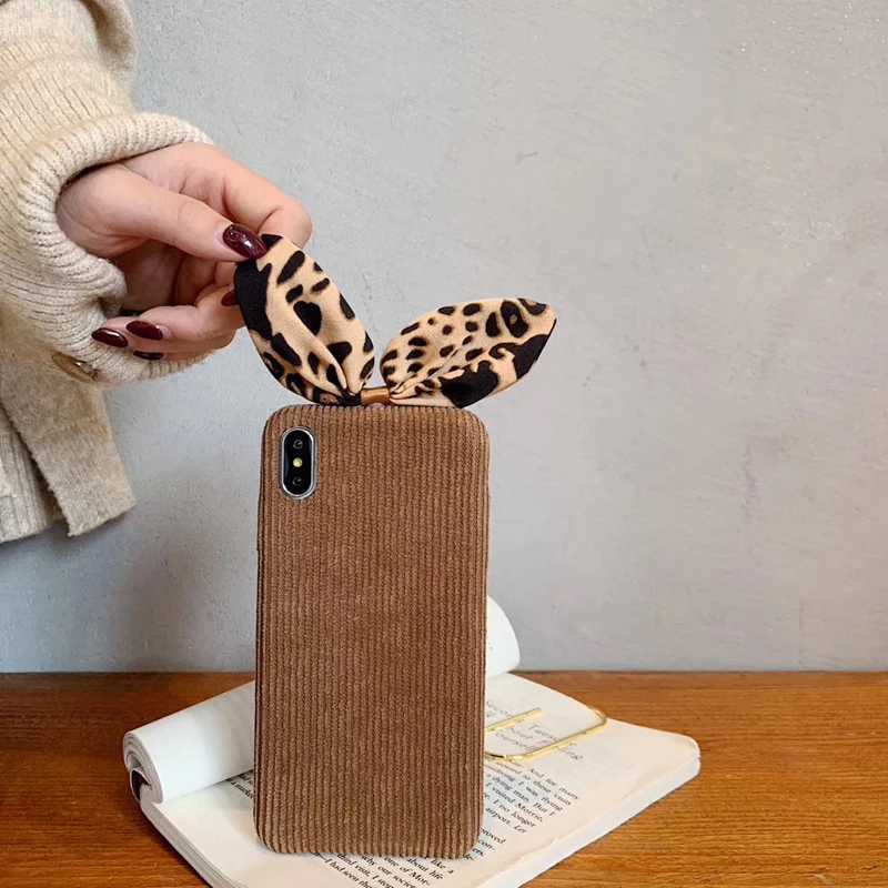 Кроличьи уши чехол для телефона iphone XS XR XS MAX Bunny Вельветовая ткань мягкая задняя крышка для iphone 6 6s plus 7 8 plus