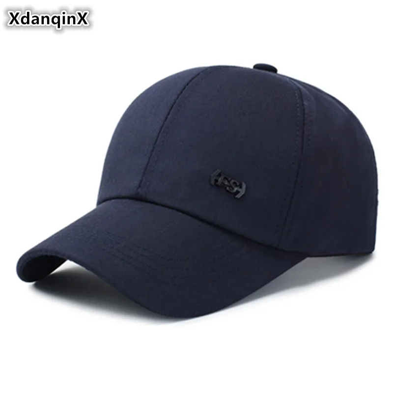 

XdanqinX Middle Old Aged Men's Cotton Baseball Caps Simple Letter Sports Cap Bone Dad's Hat Adjustable Head Size Duck Tongue Cap