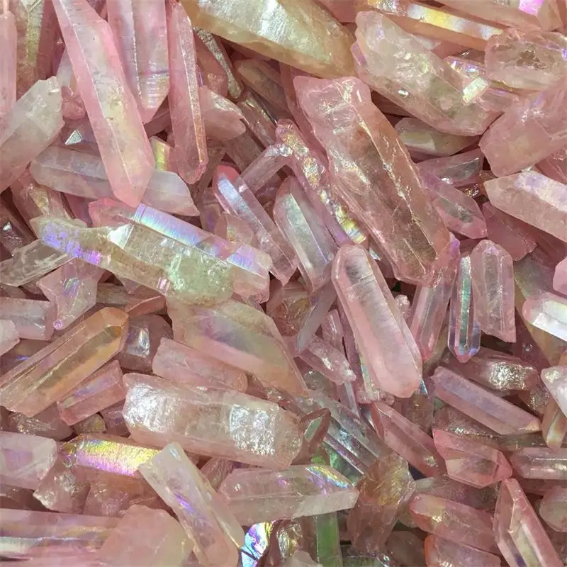 5 шт. Прямая поставка натуральный розовый титан кварцевый кристалл aura