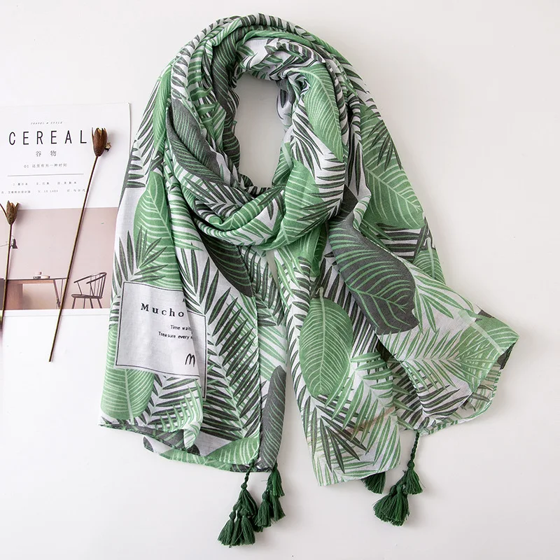 2018 испанская Роскошная брендовая зеленая Цветочная вискозная шаль шарф с