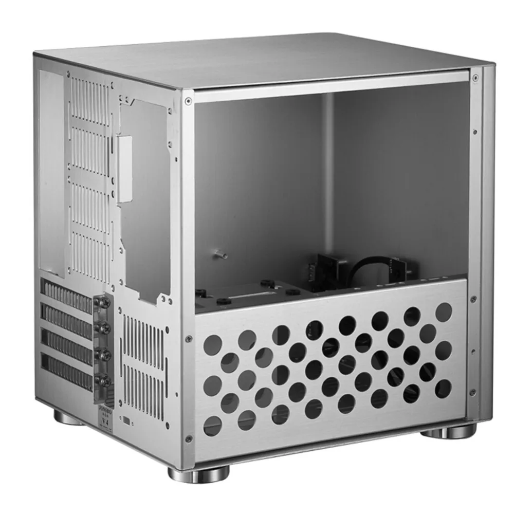 Алюминиевый сплав мини-чехол для настольного компьютера для M-ATX ITX материнская плата серебристый чехол для компьютера башни с 4 слотами расширения