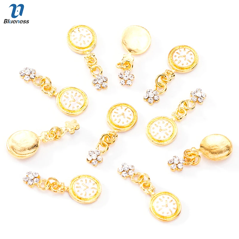 10 шт./лот Очаровательные золотые часы для дизайна ногтей ювелирные изделия из