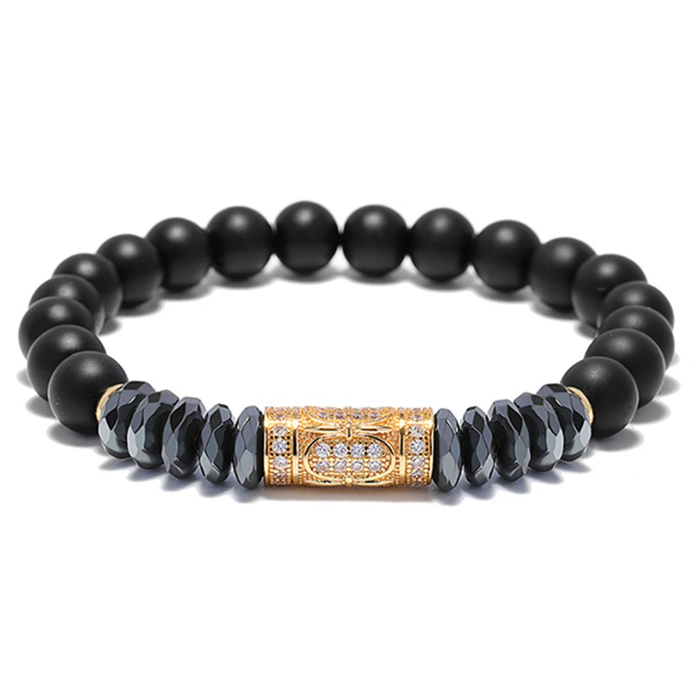 8 mm Natural Grind Stone Beads Bracelet For Women Handmade Black Men Energy Prayer Yoga Charm Dropshipping | Украшения и