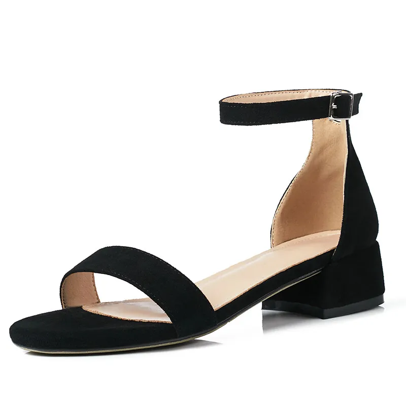 Женские босоножки на квадратном каблуке NESIMOO черные платформе с пряжкой размеры