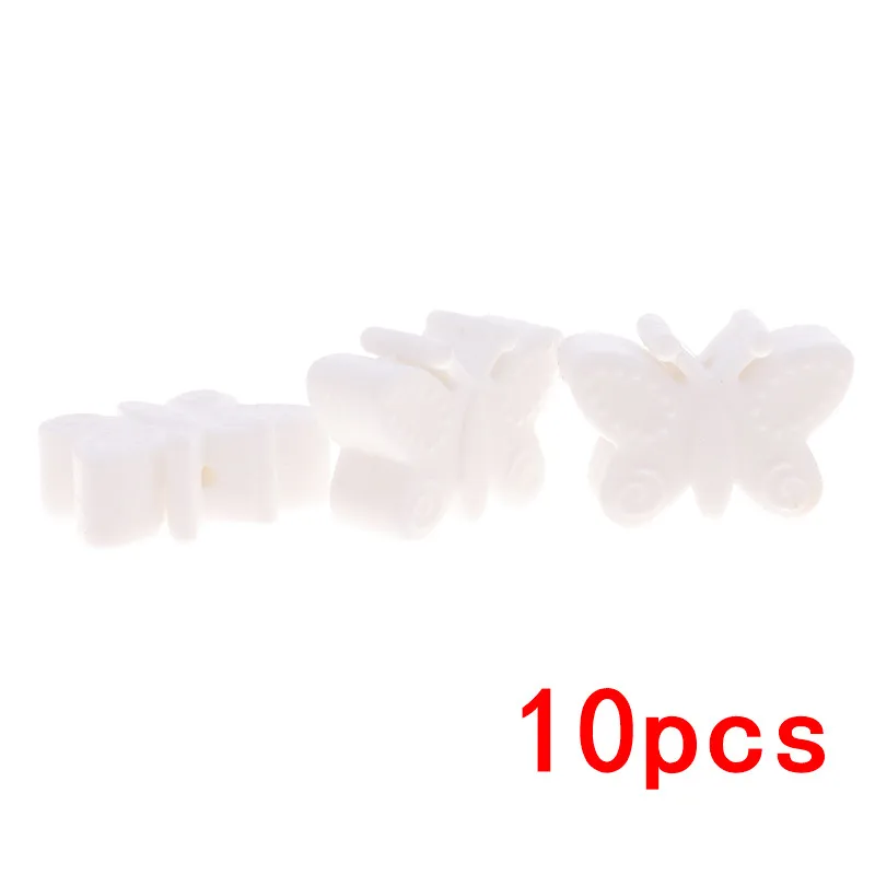 White01 10 шт. Детские Жевательные силиконовые бусины цветок DIY Детские Прорезыватели для зубов Бабочка ожерелье без БФА DIY держатель для соски аксессуары - Цвет: White01