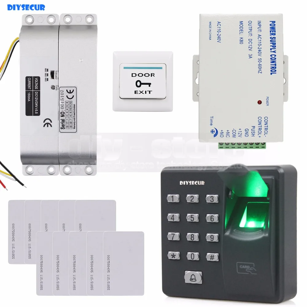 

Биометрический RFID-замок DIYSECUR, 125 кГц, клавиатура с паролем, комплект система контроля допуска к двери + Электрический замок
