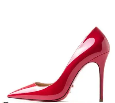 red 10cm Туфли с красной подошвой; женские пикантные туфли-лодочки; туфли из натуральной кожи на высоком каблуке; свадебные туфли на тонком каблуке с красной подошвой и острым носком; вечерние туфли из органической кожи - Цвет: red 10cm