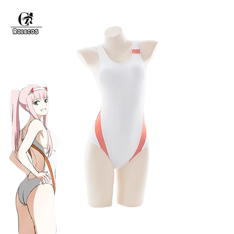 ROLECOS аниме Darling in the Franxx Косплей Костюм Zero Two сексуальный белый купальник с