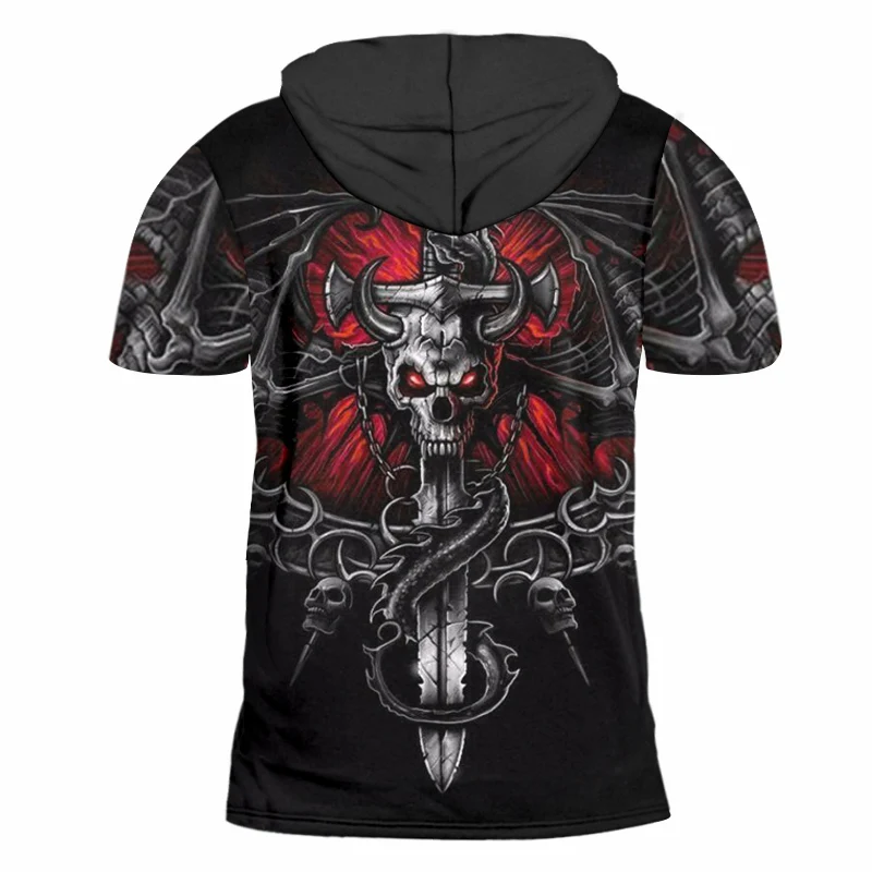 OGKB Новая мода Мужская футболка с капюшоном крутая печать брелок череп 3D Кепка