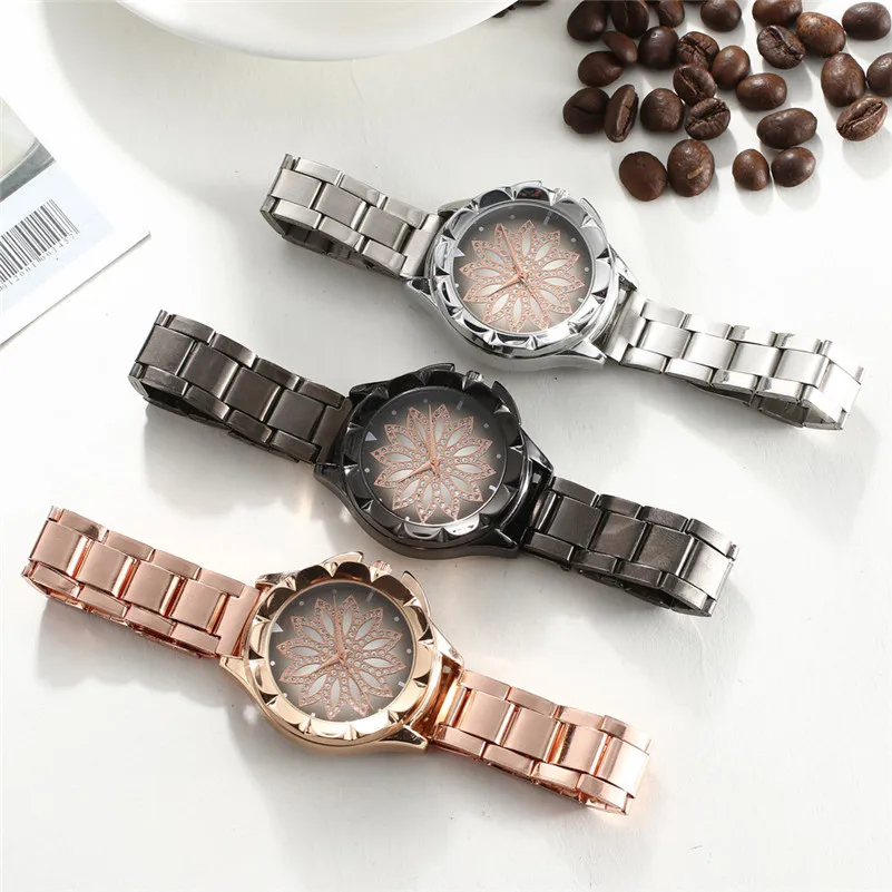 Женские часы из розового золота для ремня нержавеющей стали Кварцевые Простой