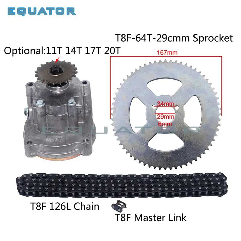 29inner Dia 64T SET T8F барабан сцепления коробка передач Звездочка с цепью для 33cc 43cc 49cc Ty Rod II Go Kart мини мото байк скутер Xtreme ATV багги - Цвет: 29inner Dia 64T SET