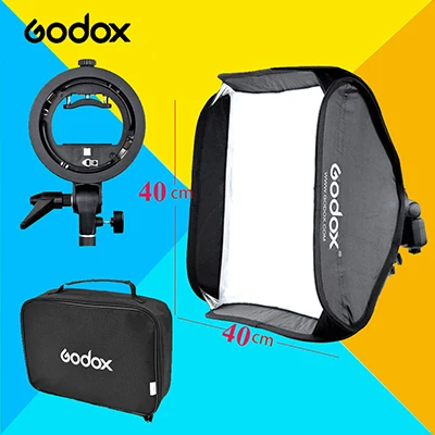 Godox Flash софтбокс комплект 40x40 см 1"* 15", 60x60 см 2"* 24", 80x80 см 3"* 31"+ S Тип Кронштейн для студии Bowen держатель - Цвет: 40x40cm