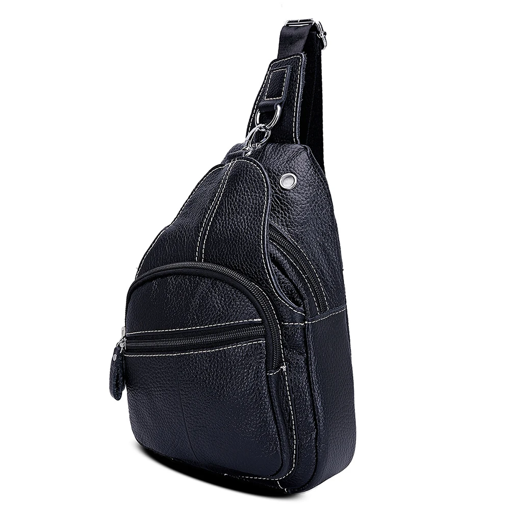 Explosive quality Genuine Leather Mens Sling Bag business travel Single Shoulder Bags Men Chest Pack Messenger Crossbody | Багаж и сумки