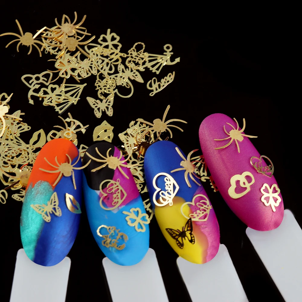 120 шт/бутылка для дизайна ногтей хлопья маникюра смешанные золотые металлические