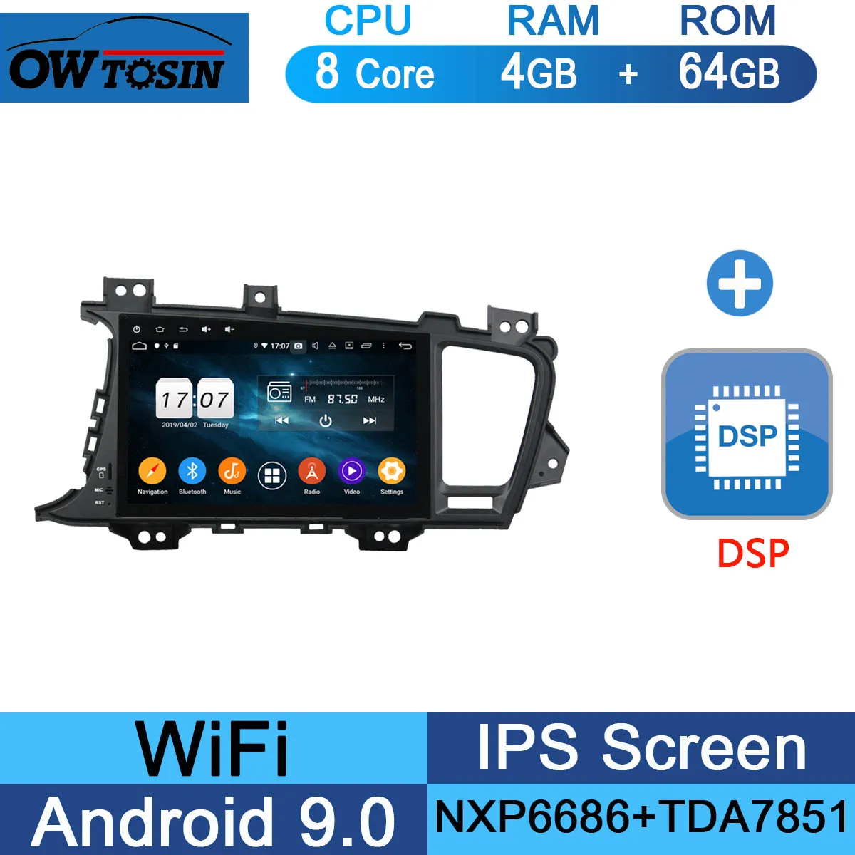 64G DSP " ips Android 9,0 8 ядерный 4G+ 64G Автомобильный мультимедийный плеер для KIA Optima K5 2010 2011 2012 2013 gps Радио Parrot BT DSP - Цвет: 64G DSP