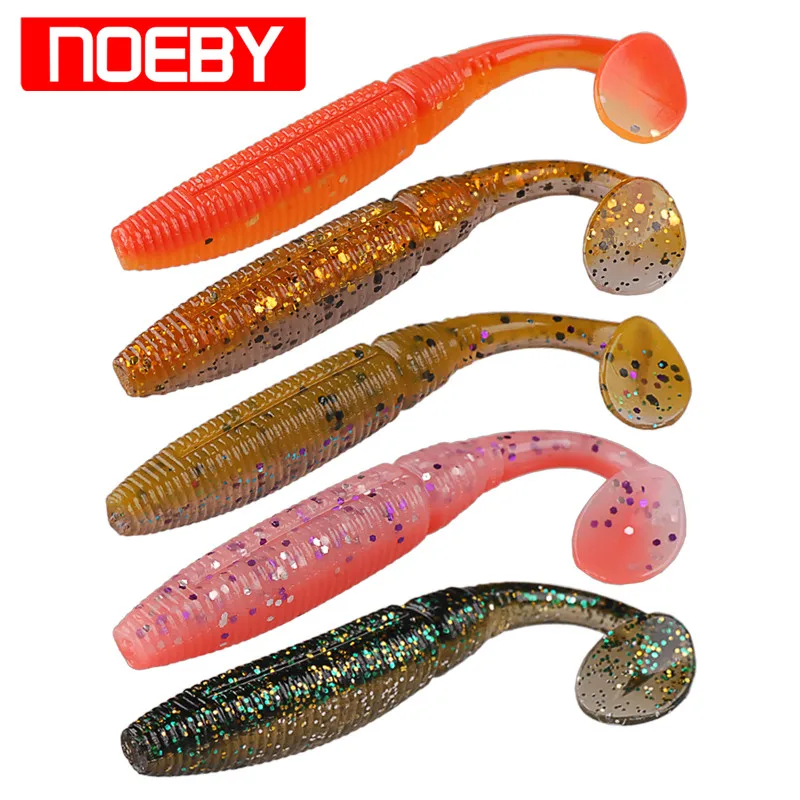 NOEBY 6Pcs/Pack Silicone Baits 5cm 1g T Tail Soft Iscas Artificiais Para Pesca Atacado Leurre Souple Jigging Lure 2017 | Спорт и