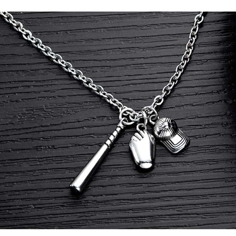 Серебряный цвет из нержавеющей стали бейсбольная спортивная подвеска ожерелье