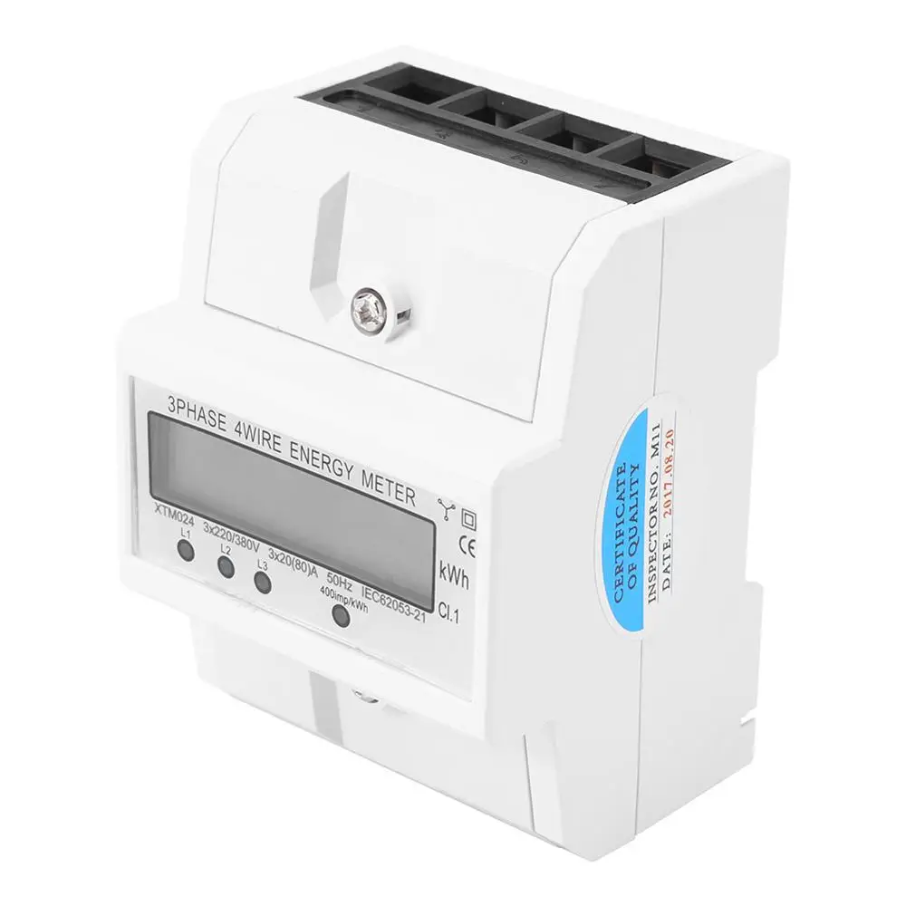 

ANENG Digital LCD 3 x 20(80A) Three Phase Four Wire DIN-Rail KWh Electronic Energy Meter