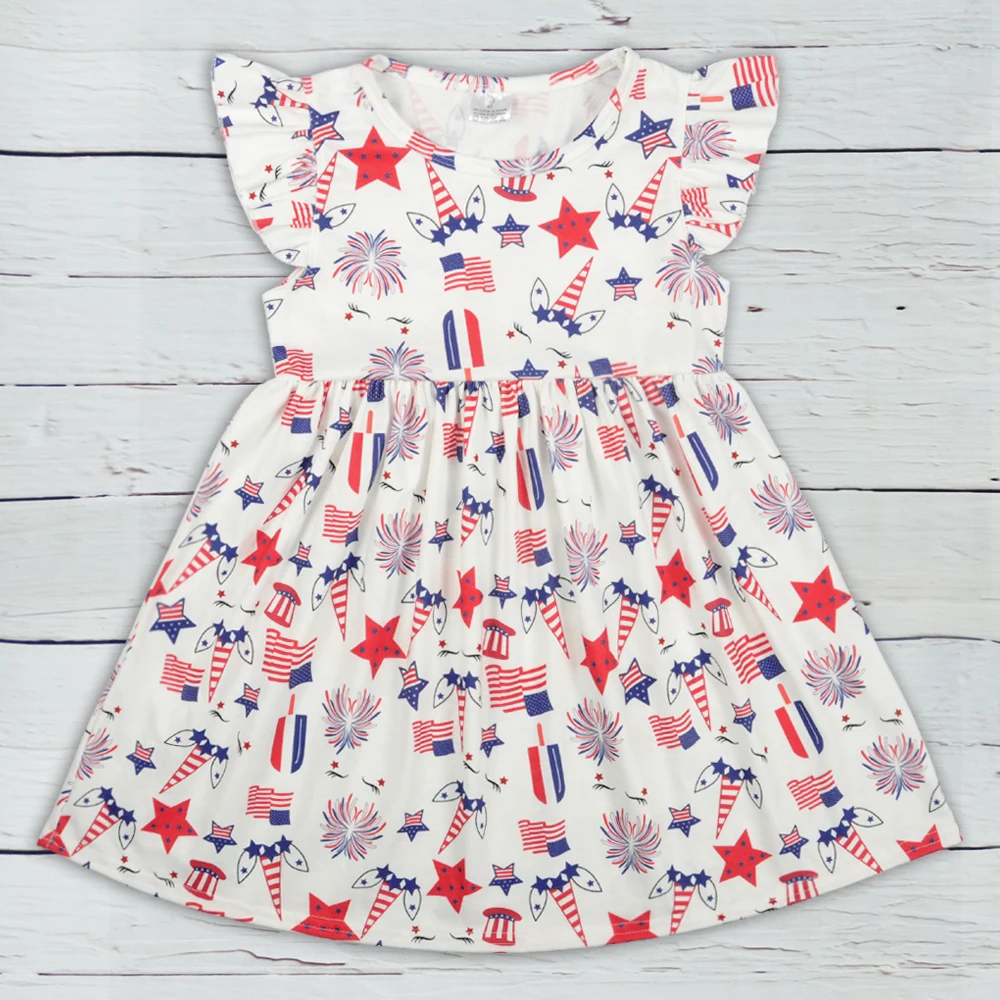 Платье для девочек с рукавами-крылышками летнее платье из полиэстера и хлопка