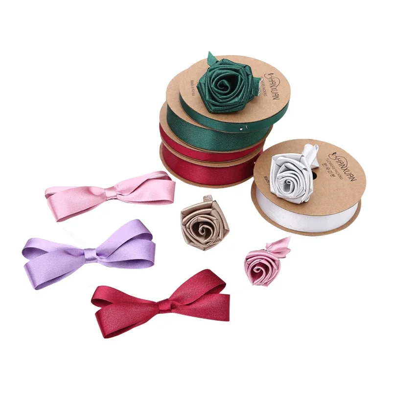 Двусторонняя сатиновая подарочная лента коробка букет с бантом Diy ленты для
