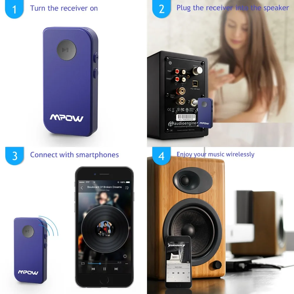 VicTsing Aux bluetooth приемник портативный автомобильный адаптер Bluetooth 4 1 аудио без рук