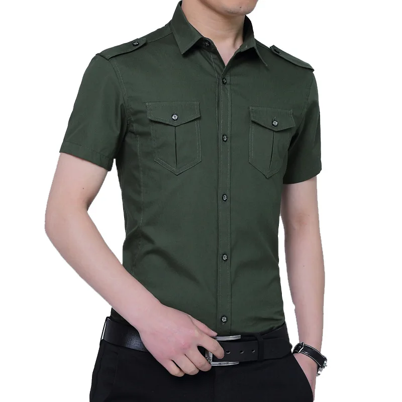 2018 Summer Solid Casual Men Shirts Short Sleeve Turn Down Collar Slim Plus Size M-XXXXL Hot Sale New Brand Men's | Мужская одежда