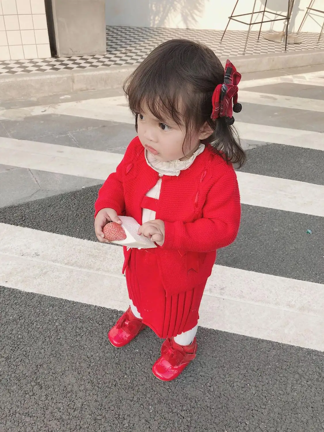 

Spain fashion children's sets knit tops sweater+skirt long sleeve Cardigan coat patchwork modis kids clothes jackets coat Y1482