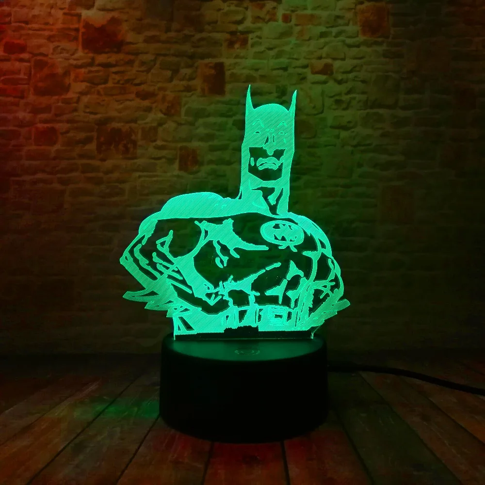 11 Diff Marvel супер герой DC Бэтмен Фигурки 3D иллюзия настольная лампа 7 цветов градиент ночник Мальчики Человек Рождественские Игрушки Подарки