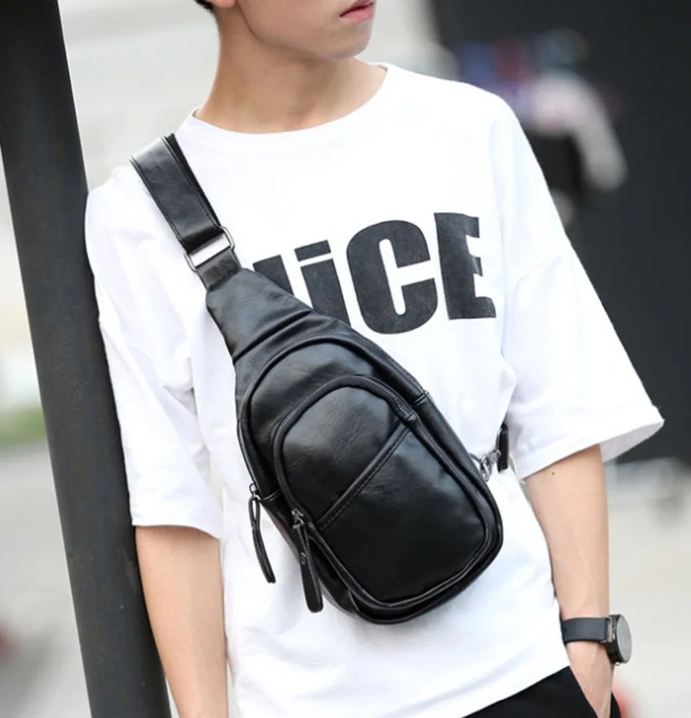 Для мужчин PU кожа Слинг Грудь сумка мотоцикл плечо Курьерские сумки | Багаж и