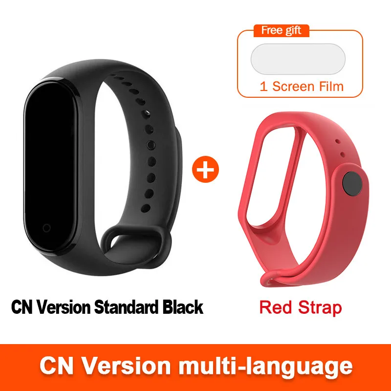 CN add Red strap Xiaomi Mi Band 4 умный Браслет пульсометр фитнес цветной экран Bluetooth 5,0 водонепроницаемый спортивный водонепроницаемый смарт-браслет 4 - Color: CN add Red strap