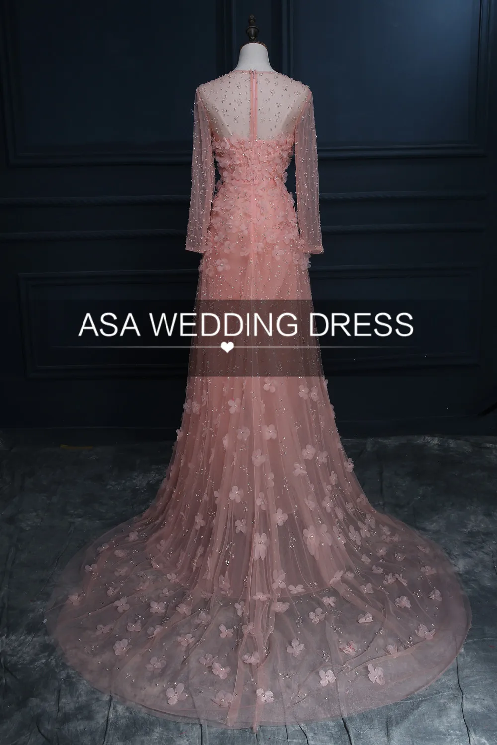 2019 Pink Prom Dresses Long Prom Dresses Long Sleeve See Through Tulle Prom Dress vestido de festa Luxurious Evening Gowns