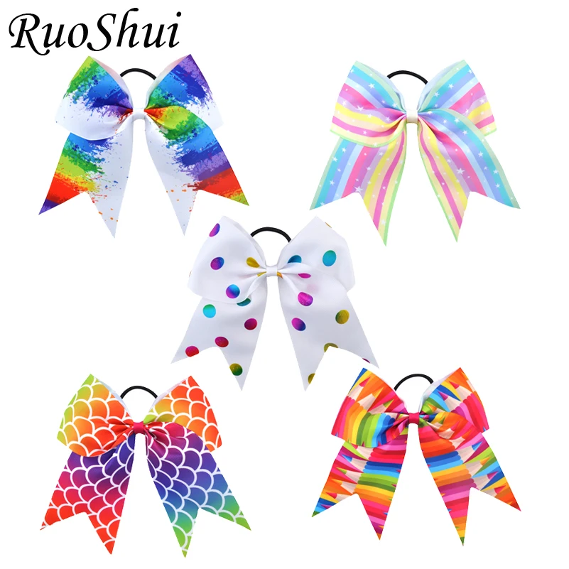 Женская разноцветная эластичная лента для волос с бантом 5 цветов 7