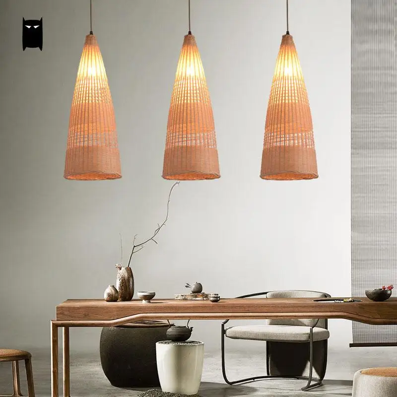 Дизайнерский бамбуковый Плетеный подвесной светильник из ротанга с различными