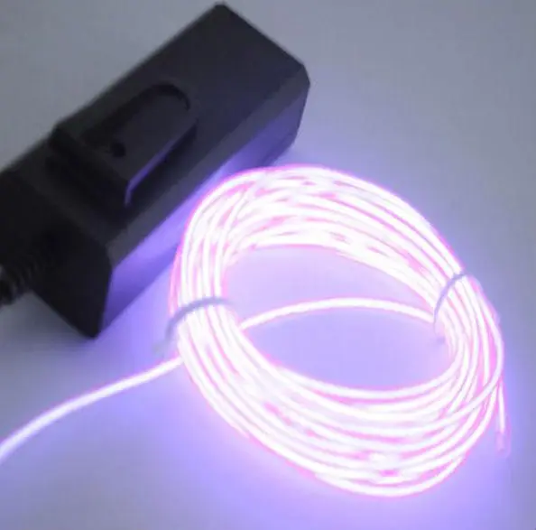 Flexible 2M EL Wire Rope Tube Neon Light 12V Inverter Red Orange Yellow Green Blue for Pink White Purple Fluorescent green | Электронные
