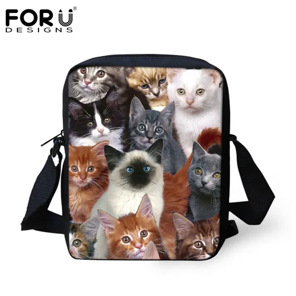 H10924E FORUDESIGNS/женские сумки-мессенджеры, 3D джинсовая сумка на плечо с изображением животных, сумки с милым котом, сумки-мессенджеры, Детская сумка через плечо для девочек - Цвет: H10924E