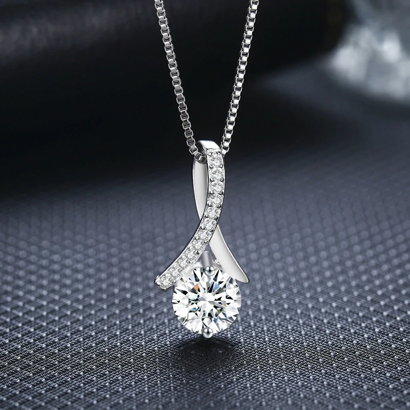 YINHED 100% Genuine 925 Sterling Silver Wedding Necklace Classic Six Claws CZ Diamant Pendant for Women Wholesale ZN092 | Украшения и
