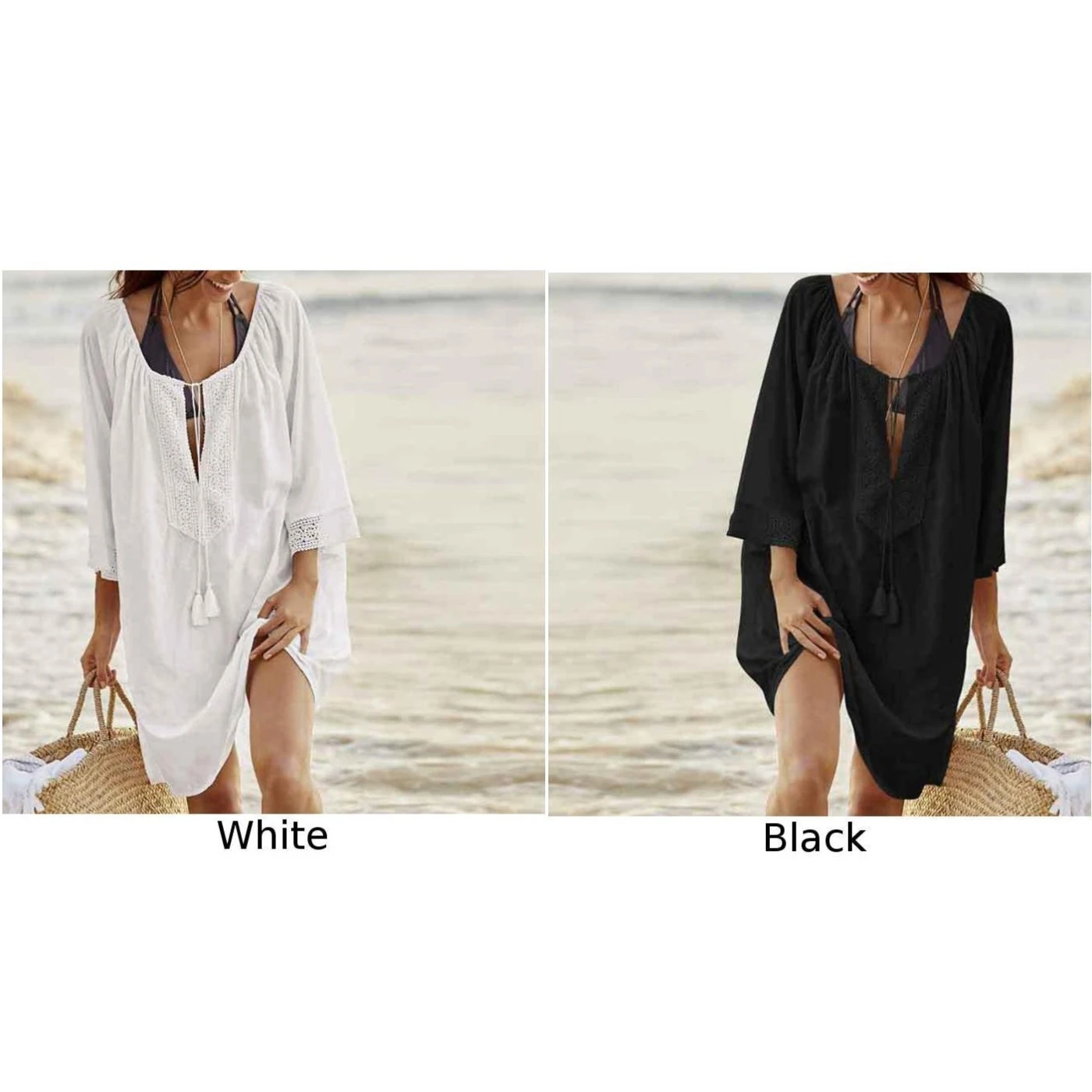 Новинка женское однотонное кружевное платье бикини солнцезащитное свободное