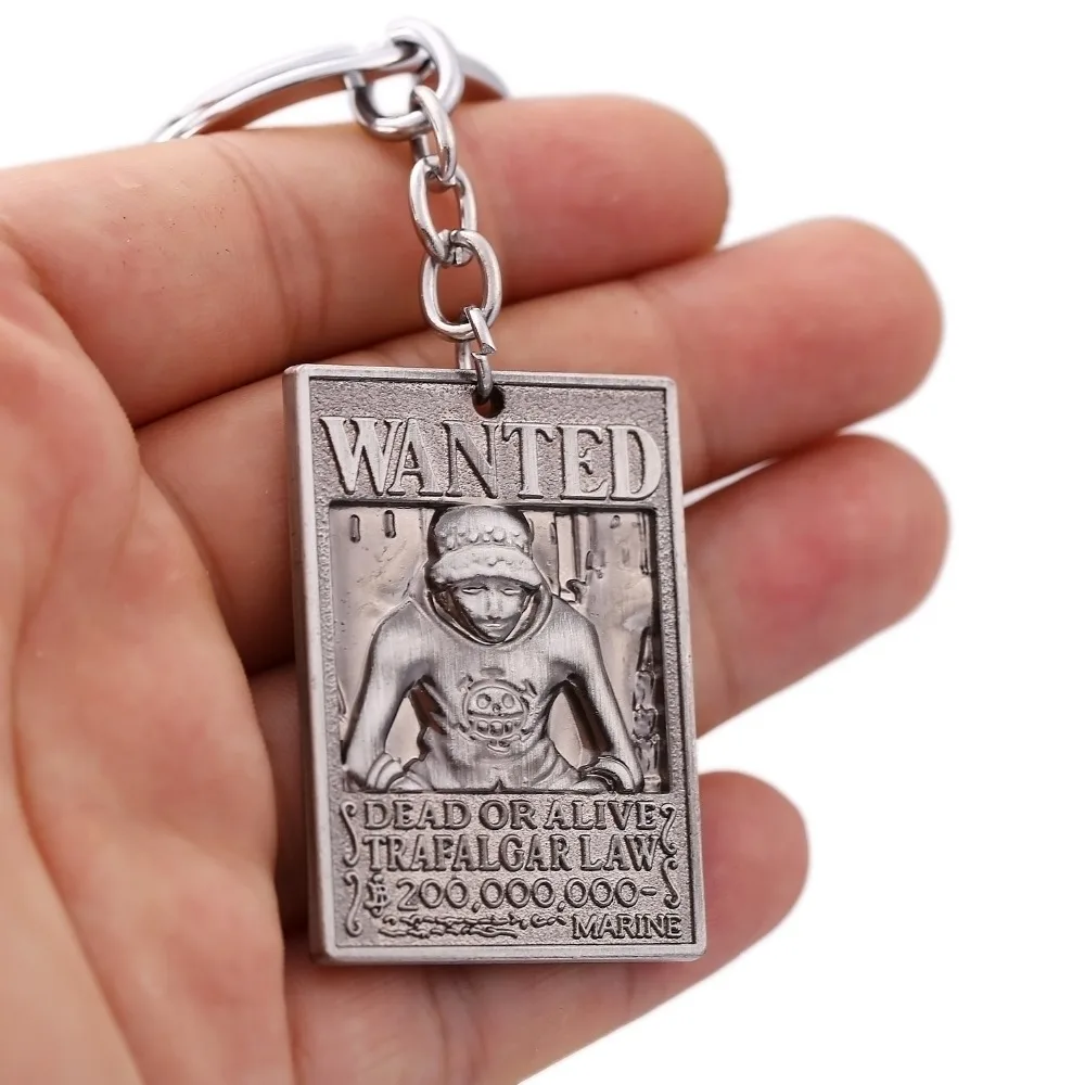 12pcs/lot ONE PIECE Wanted Poster Key Chain Trafalgar Law Warrant Rings Gift Chaveiro Car Keychain Jewelry Anime Holder | Украшения и