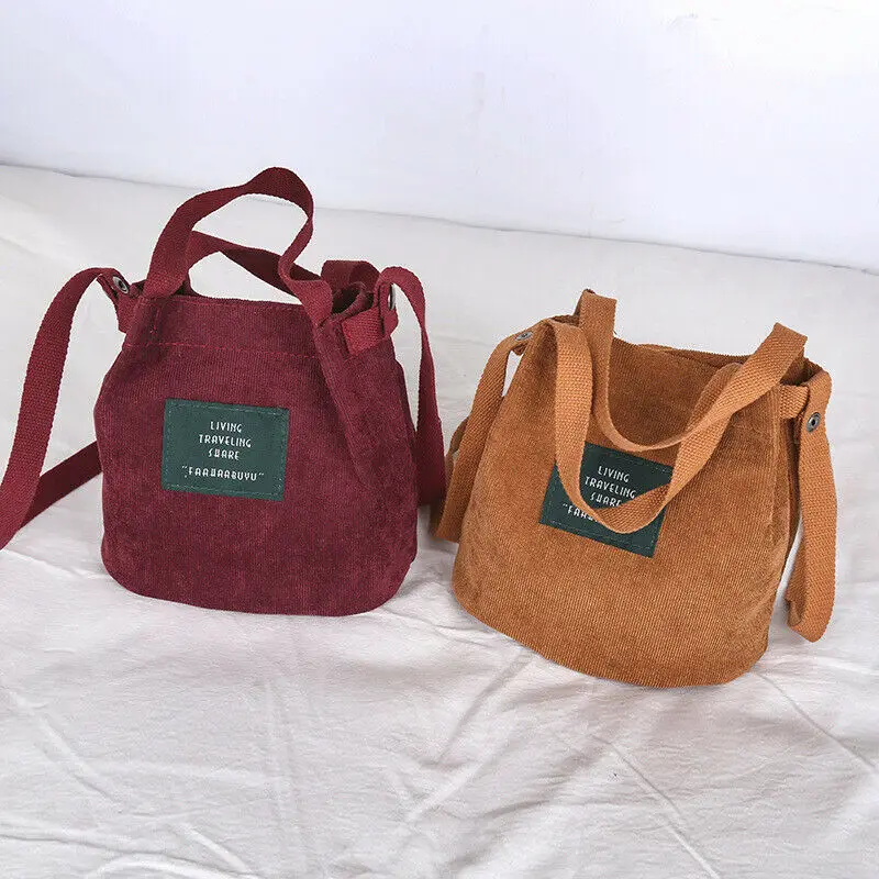 

Women Small Soft Corduroy Shoulder Shopping Bag Tote Package Crossbody Bags Satchel Handbag Travel Large Messenger Bag