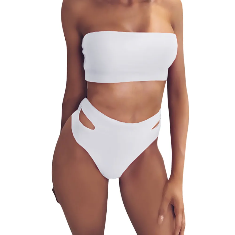Женский купальник бикини SAGACE однотонный с высокой талией пуш ап|Комбинезоны| |