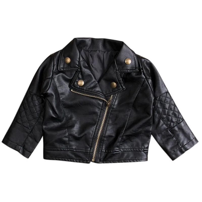 Emmababy autumn Spring Kids PU Leather Jacket Girls black cool Jackets Clothes Children Outwear For Baby Boys Coats | Детская одежда и