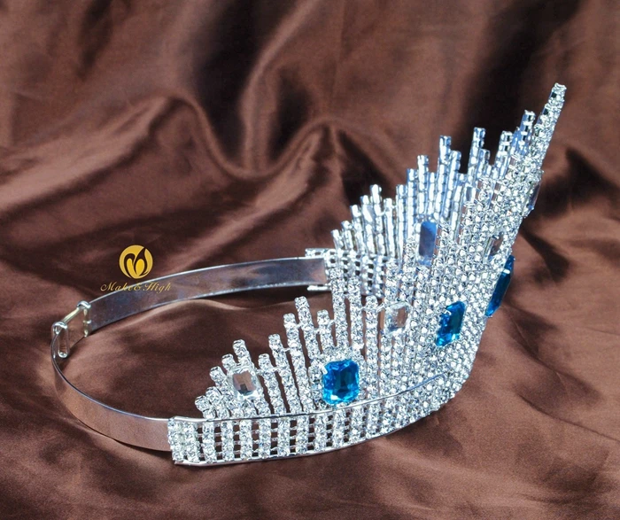 Тиары для конкурса Мисс Вселенная с синими кристаллами большие короны
