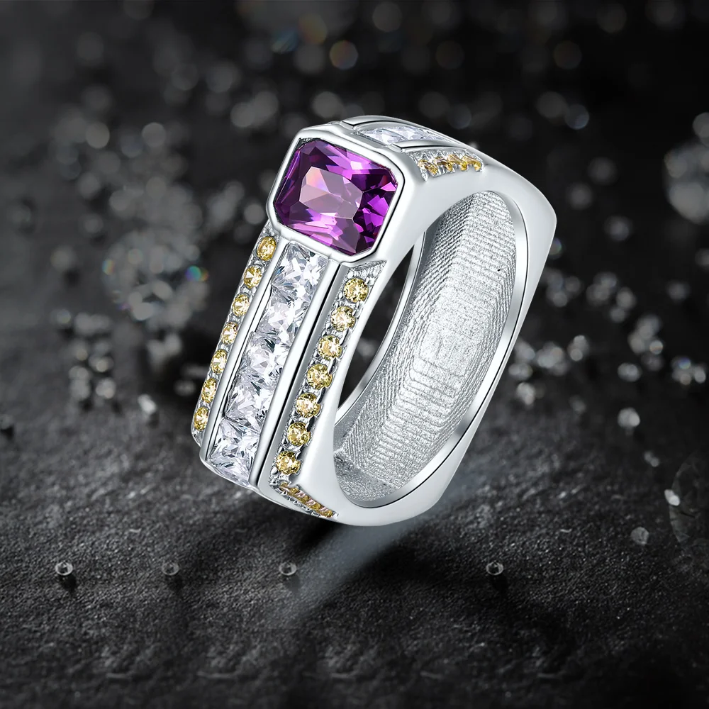 Мужское и женское кольцо из серебра 925 пробы с аметистом изумрудом|ring size|ring size 7fine