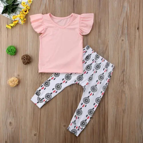 Детский спортивный костюм для девочек повседневный комплект из футболки и