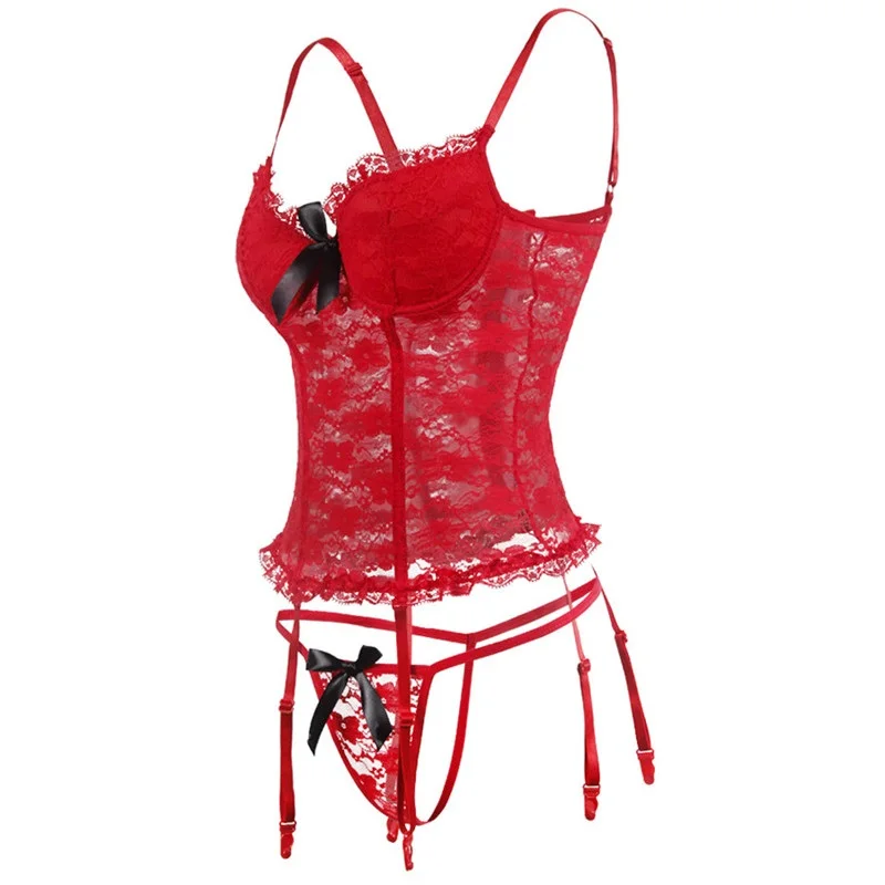 red with socking Сексуальные кружевные прозрачные эротические костюмы для женщин, сексуальное нижнее белье, сексуальное эротическое белье, кружевное ночное белье, lenceria - Цвет: red with socking