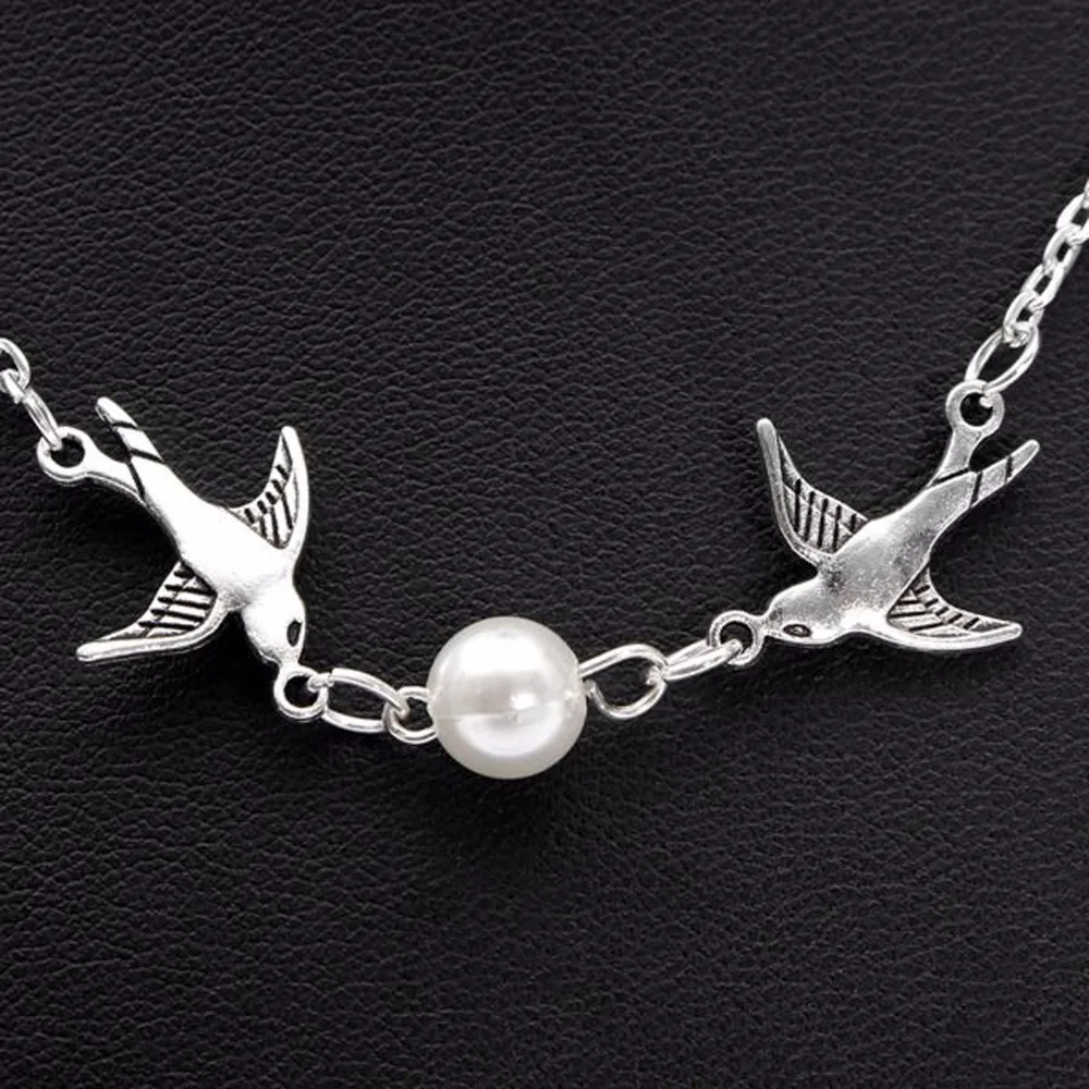 Lackingone Симпатичные колье Цепочки и ожерелья s пары птиц имитация жемчуга ключицы