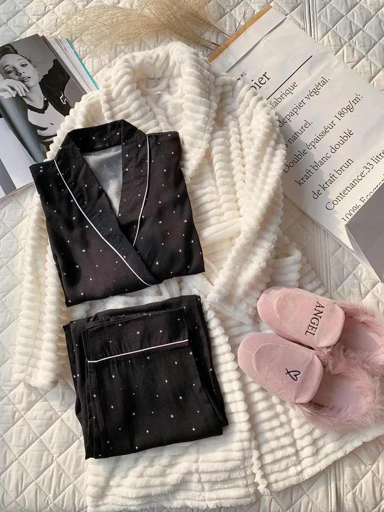 Хлопковая пижама, пижамный комплект для женщин, длинный комплект, shein, Пижама, женская одежда, pjs