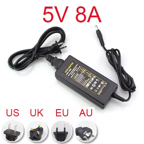 5V8A Светодиодный источник питания 2A 3A 5A 6A 7A 8A 110 В 220 В до 12 В адаптер освещения зарядное устройство Трансформатор для светодиодной ленты бар 5050 2835EU US - Цвет: 5V8A