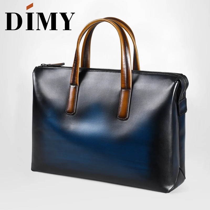 Мужской деловой портфель DIMY итальянский из натуральной кожи ручной работы в