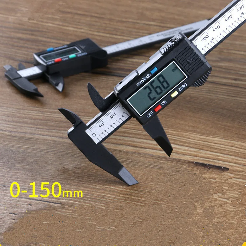 

Digital Caliper 6 inch Measuring Tool Plastic Electronic Vernier Caliper with Large LCD Screen 0-6 Inch 0-150mm Conversion Black
